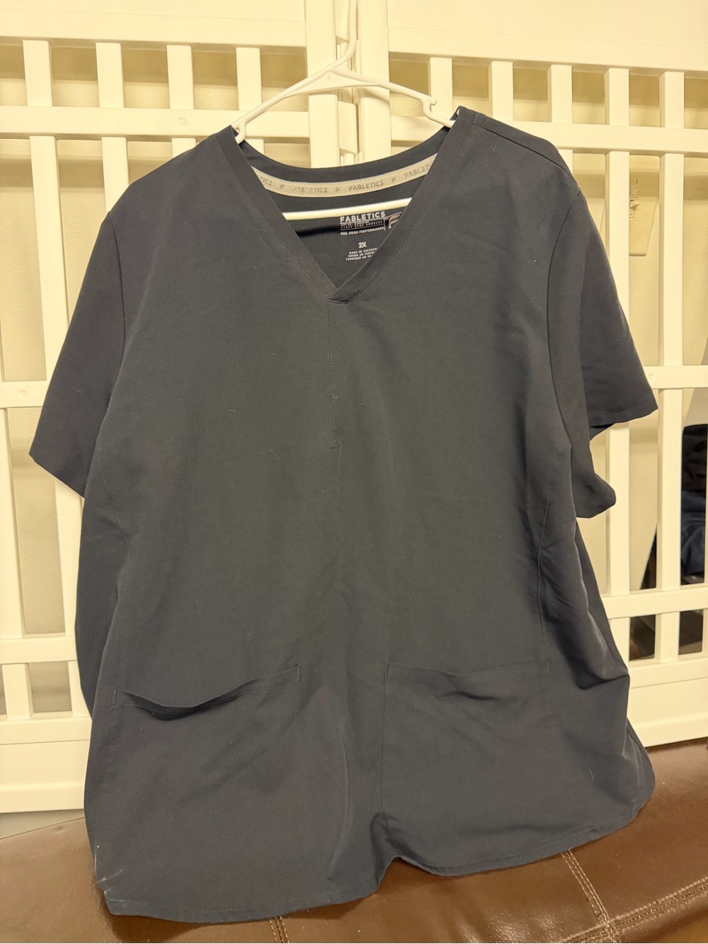 Fabletics Women's Short Sleeve V-Neck Scrub Top in Black